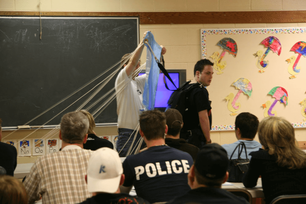 IAD student preparing for jump